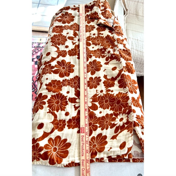 LUCY & YAK Santiago Cotton Shirt in Cream & Orange Goldie Floral Print - L - Picture 11 of 11